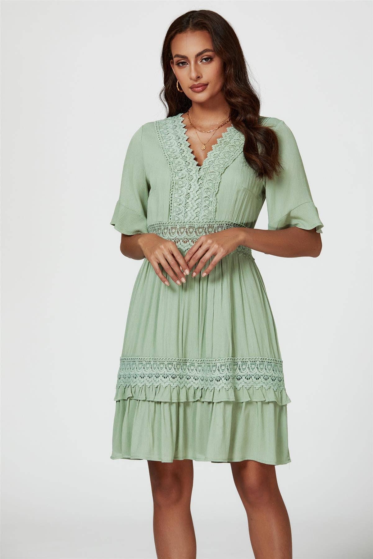 Boho Lace Mini Dress